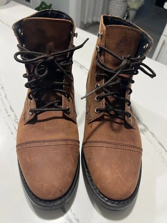Thursday Boot Company Men's Tan Leather Captain Cap-Toe Lace-Up Boots size 8 - Picture 13 of 15